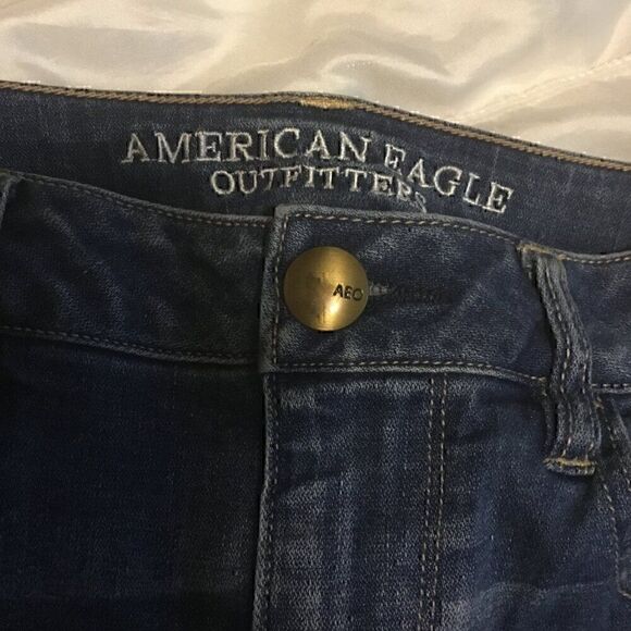 American Eagle Medium Wash Whisker Skinny Jeans 12 - Picture 4 of 9